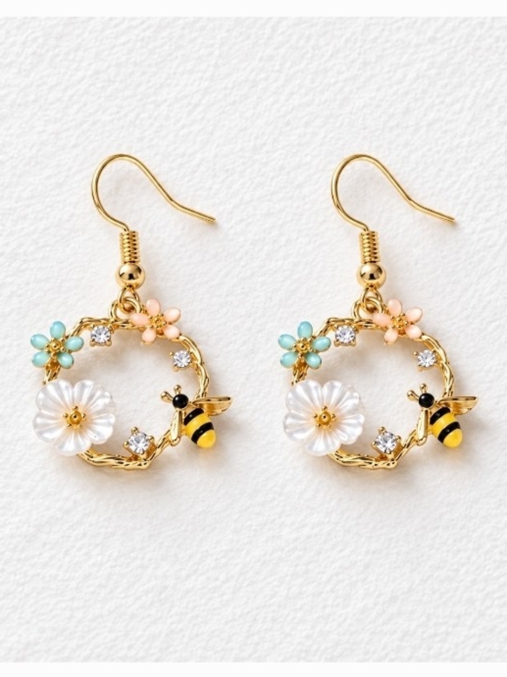 Pick 3 for $30 Gold Bee & Floral Hoop Earrings